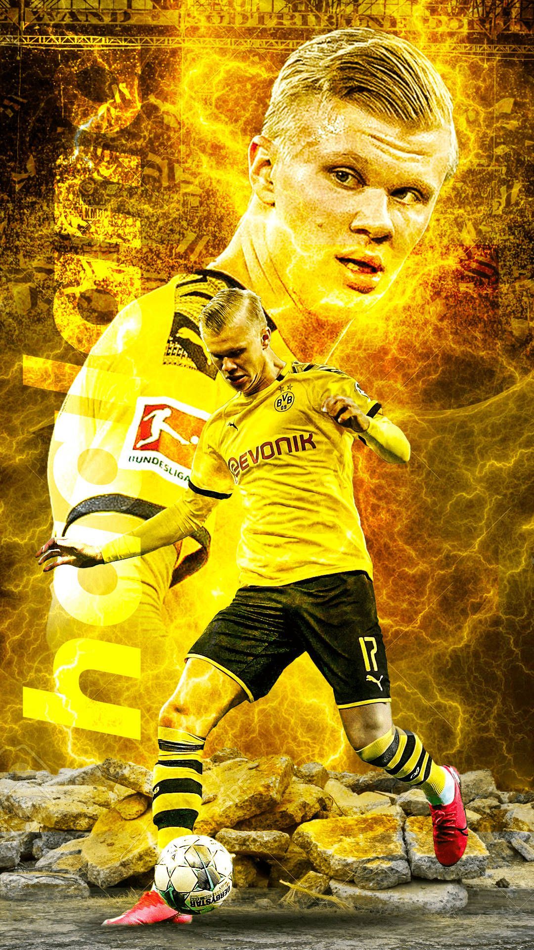 Borussia Dortmund Hintergrundbild 1080x1920. Download Erling Haaland Borussia Dortmund Wallpaper