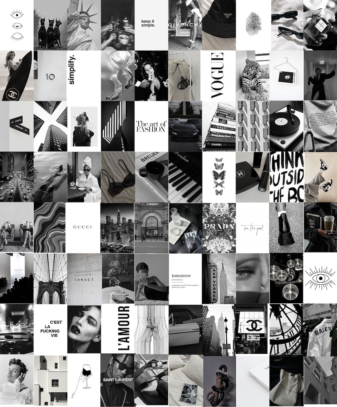  Schwarz Weiß Hintergrundbild 1080x1304. Stück Schwarzweiße ästhetische Wand Collage Kit