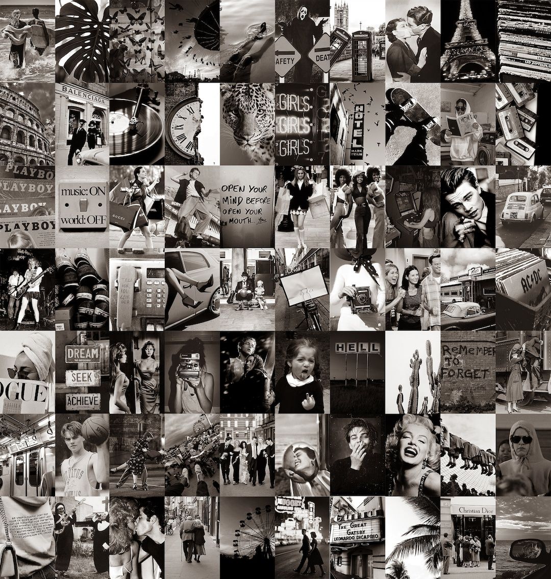  Schwarz Weiß Hintergrundbild 1080x1135. Vintage schwarz und weiß Wand Collage Kit Digital Download