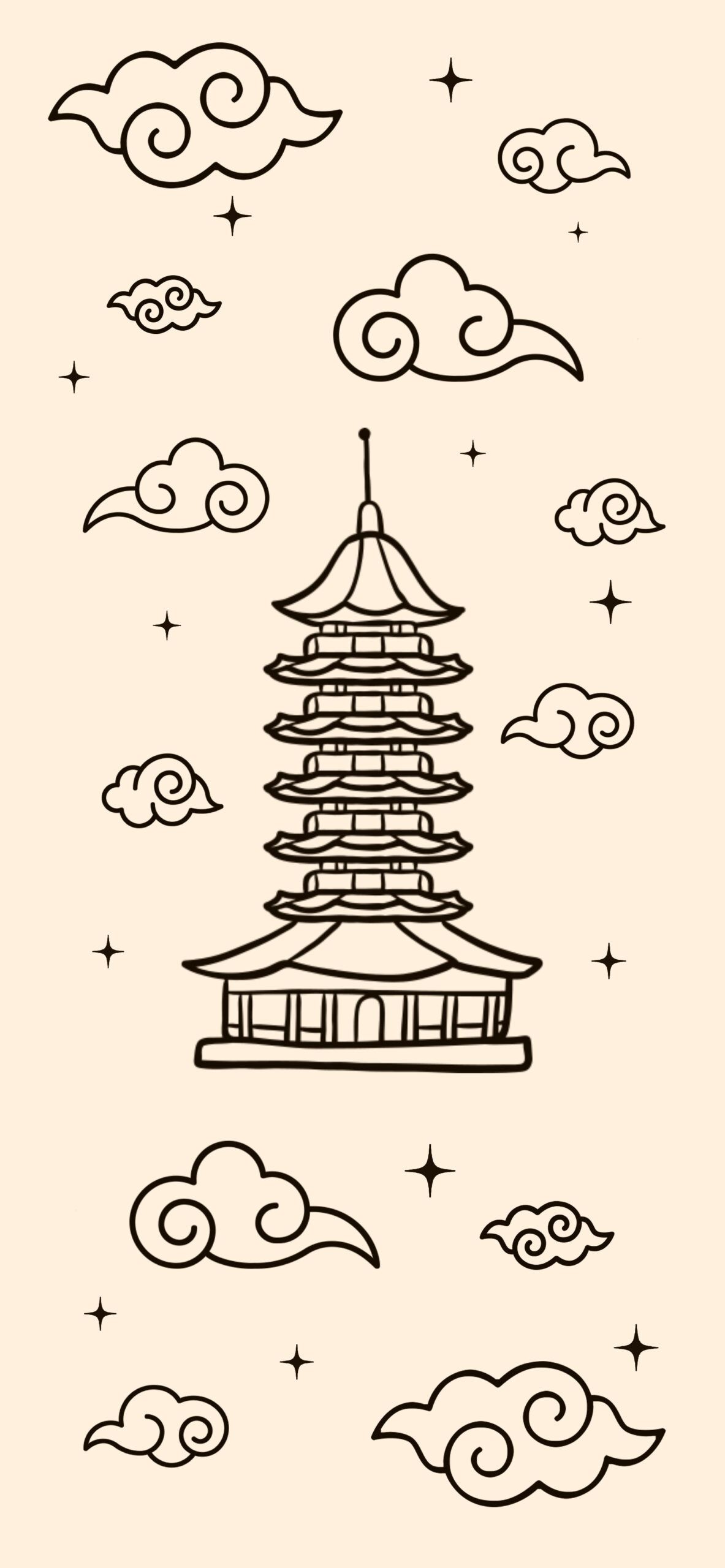  China Hintergrundbild 1183x2560. Chinese Pagoda Minimalist Wallpaper Chinese Wallpaper