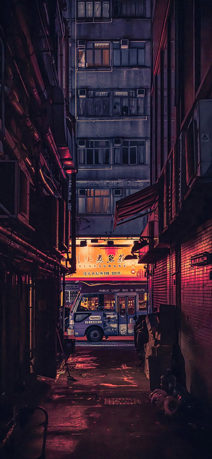  China Hintergrundbild 720x1560. Chinese Neighborhood During A Dark Night 4K Phone Wallpaper