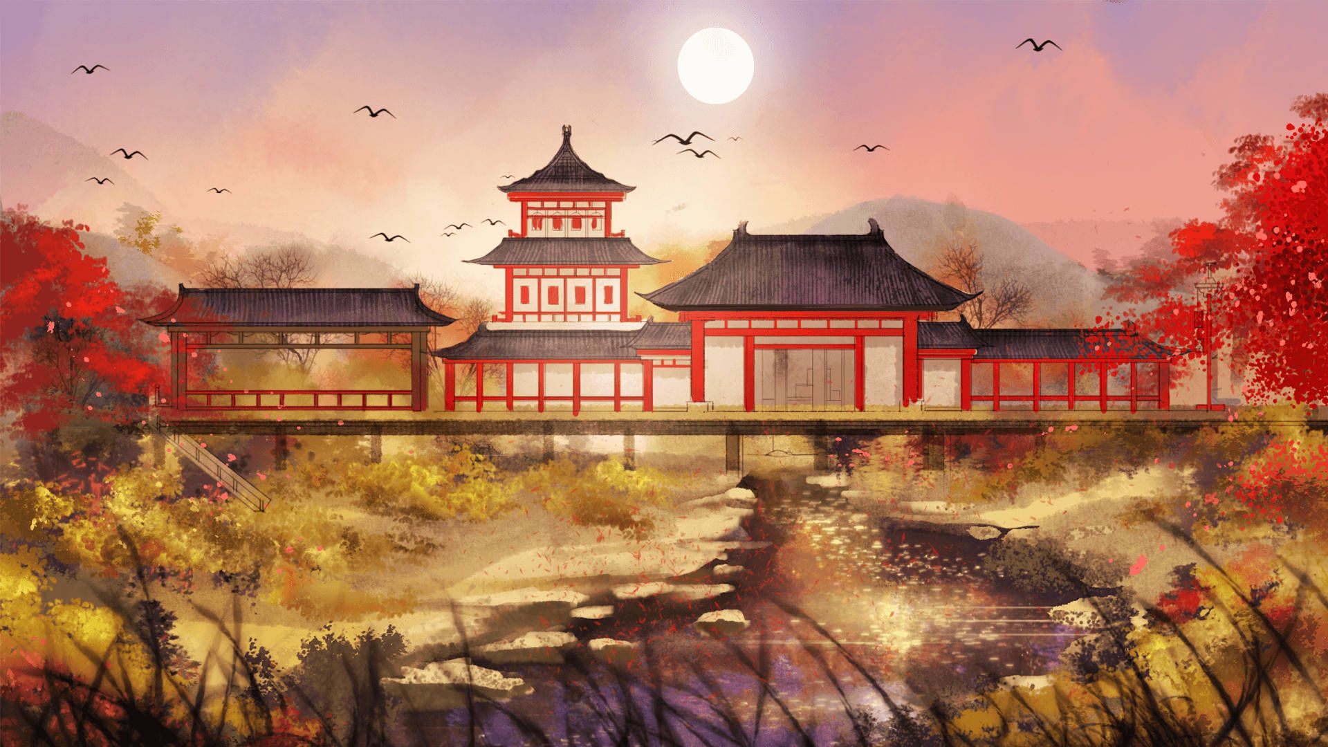  China Hintergrundbild 1920x1080. Download Chinese House Digital Artwork Wallpaper