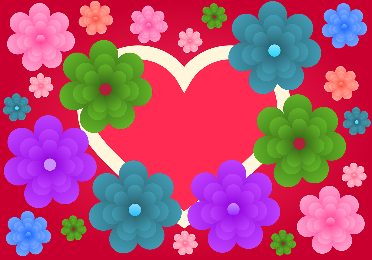  Herz Hintergrundbild 1280x896. Romantische Karte Herz Blumen Vektorgrafik auf Pixabay