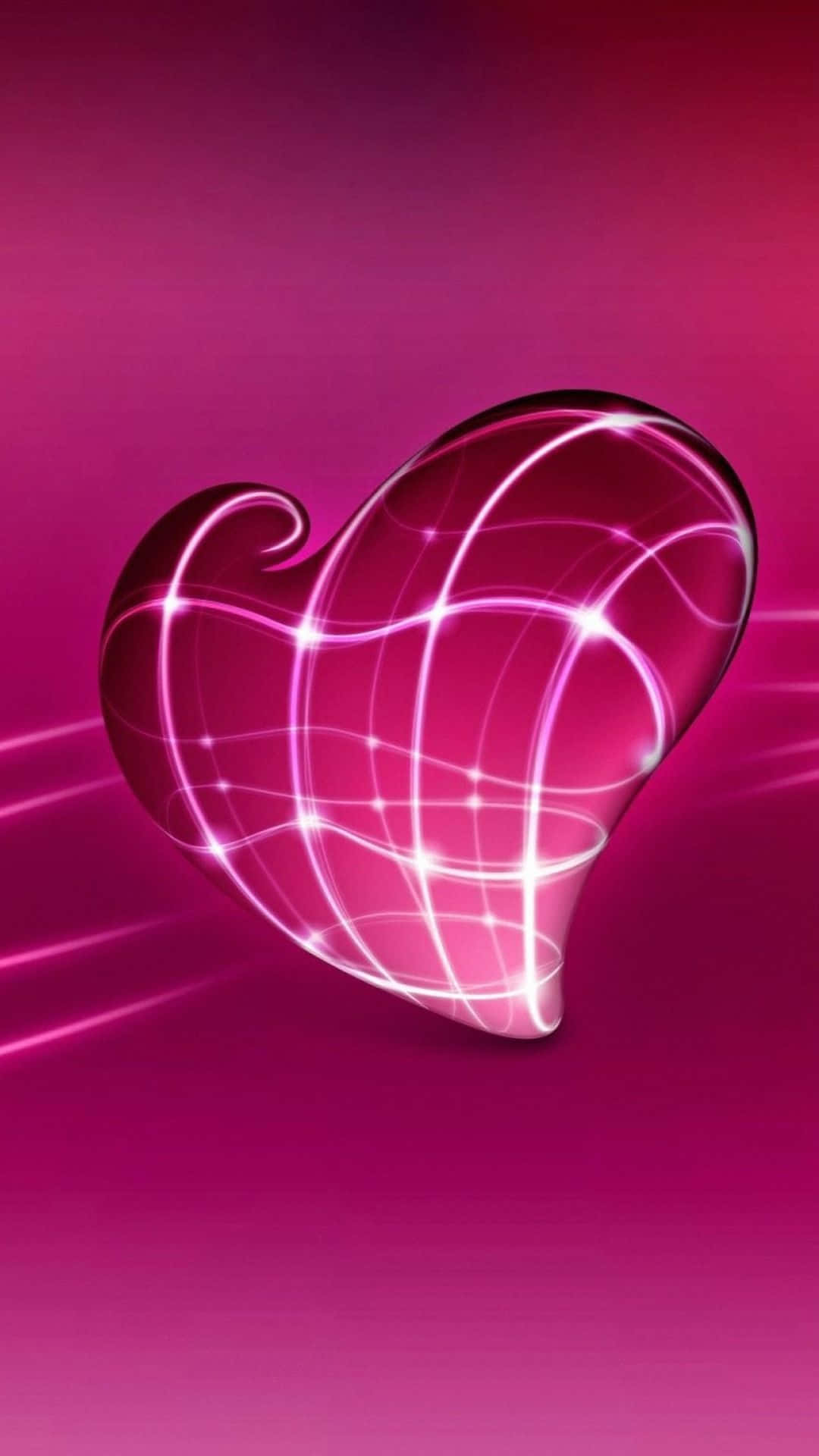  Herzen 3D Hintergrundbild 1080x1920. Downloaden Berauschendesleuchtendes Pinkes Herz iPhone Hintergrundbild Wallpaper