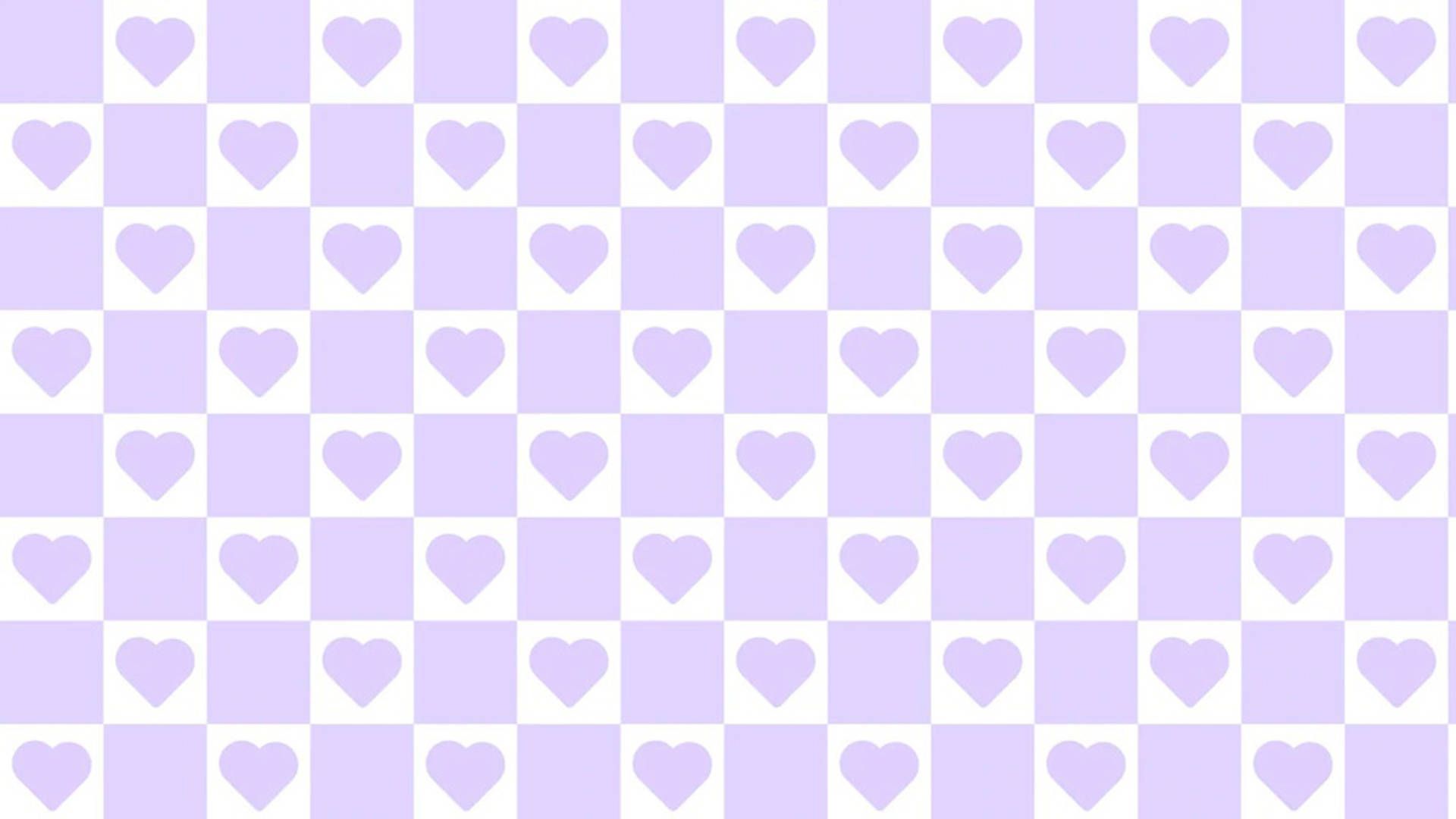  Herzen 3D Hintergrundbild 1920x1080. Downloaden Violettepastellästhetik Schachbrettmuster Herzen Wallpaper