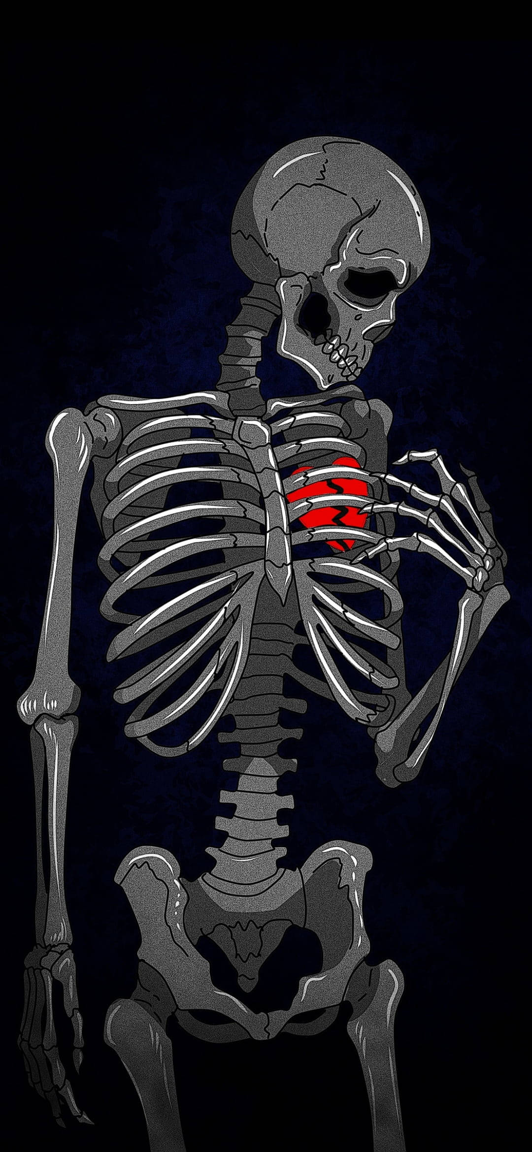  Herzen 3D Hintergrundbild 1080x2340. Downloaden Trauriges, Gebrochenes Herz Skelett ästhetik Wallpaper