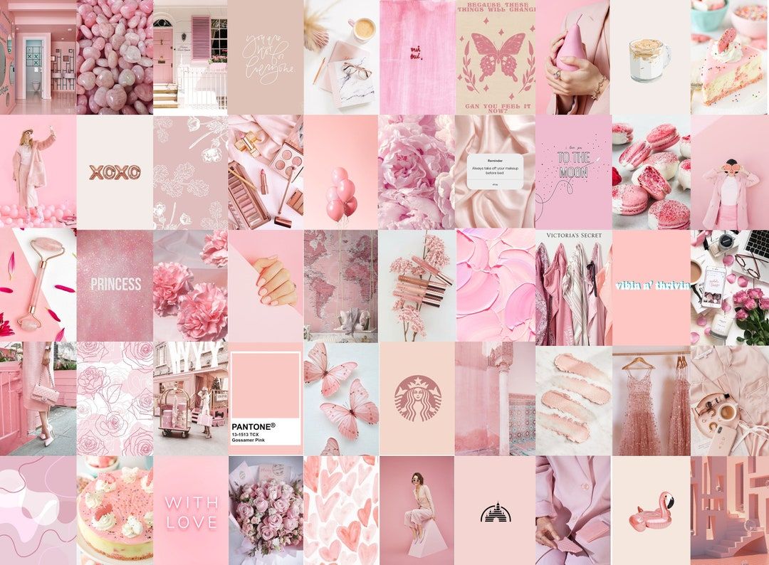  Hellrosa Hintergrundbild 1080x794. Foto Wand Collage Blush Light Pink Aesthetic 4 Set von 92