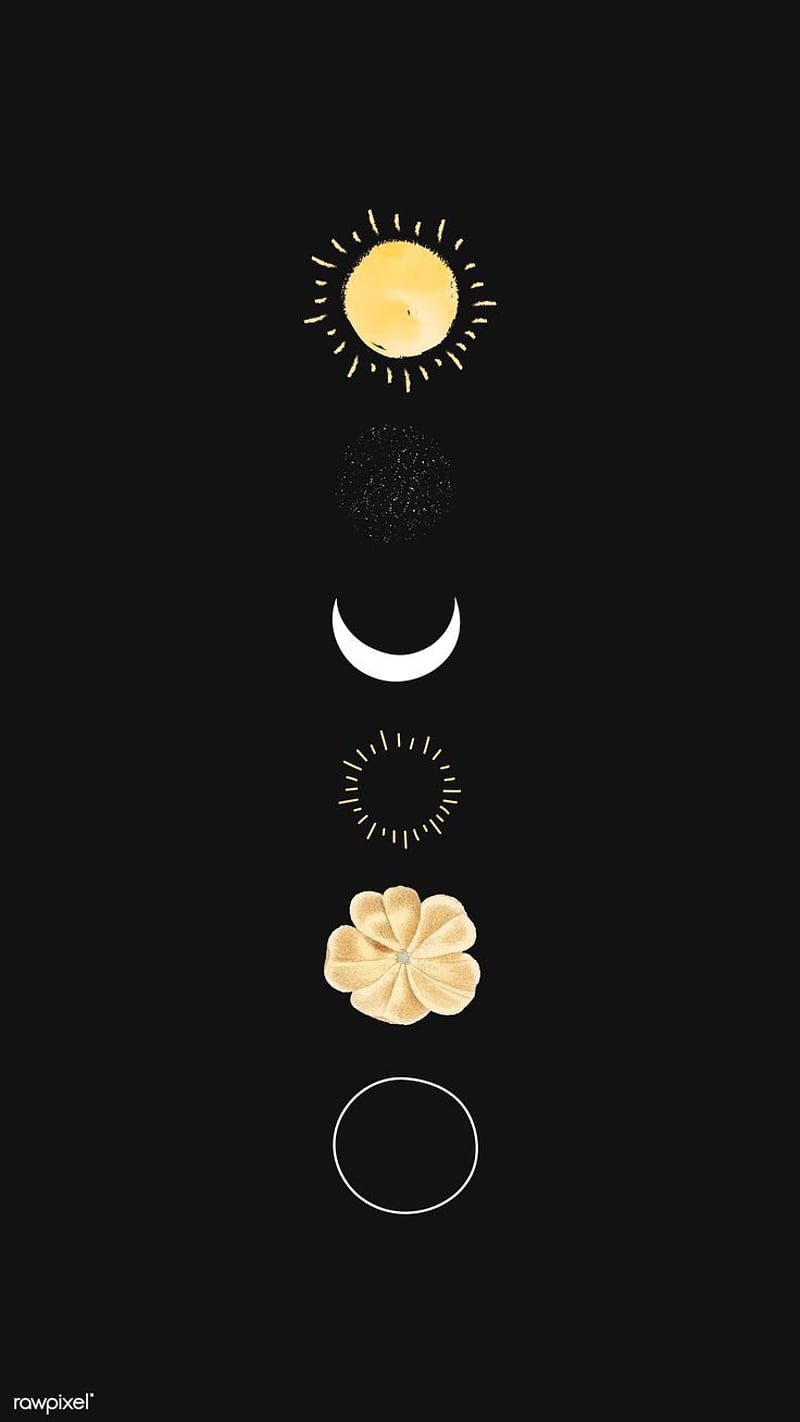  Zen Hintergrundbild 800x1422. Aesthetic, black, flower, golden, moon, priti, sun, symbol, wild, HD phone wallpaper