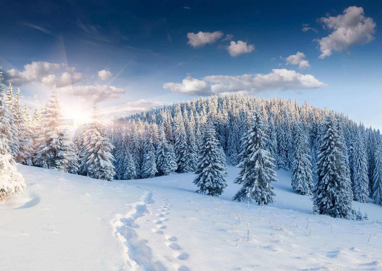  Winterlandschaft Hintergrundbild 1600x1135. Schöne Winterlandschaft in den Bergen