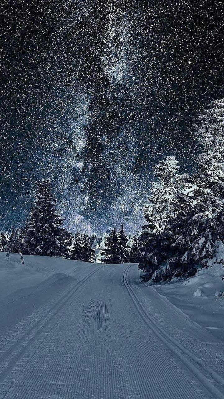  Winterlandschaft Hintergrundbild 720x1280. Winter Night. Winter scenery, Winter landscape, Landscape wallpaper