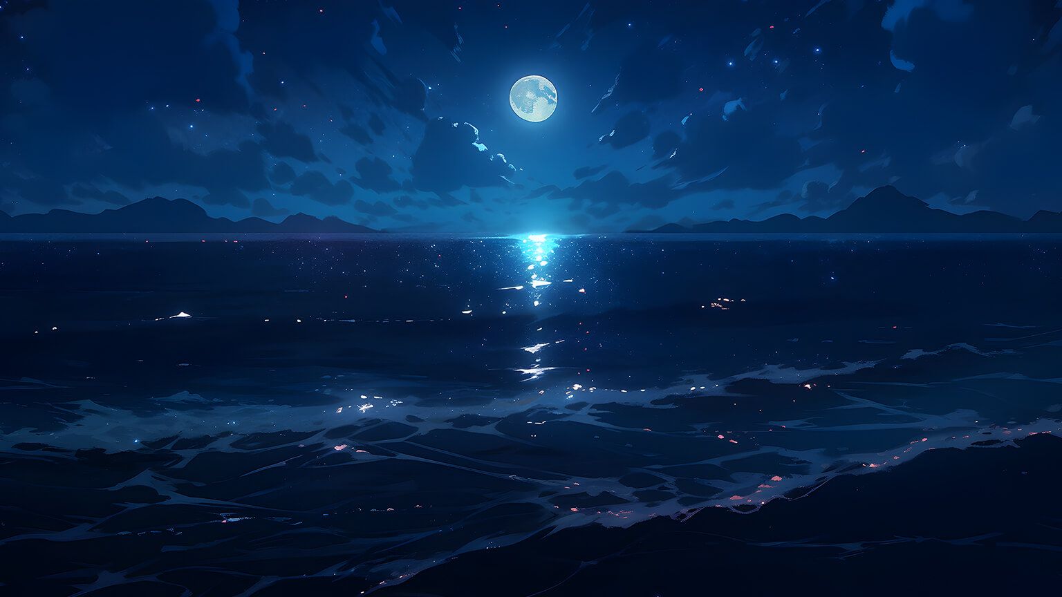  PC Full HD Hintergrundbild 1536x864. Aesthetic Night Ocean Desktop Wallpaper Ocean Wallpaper
