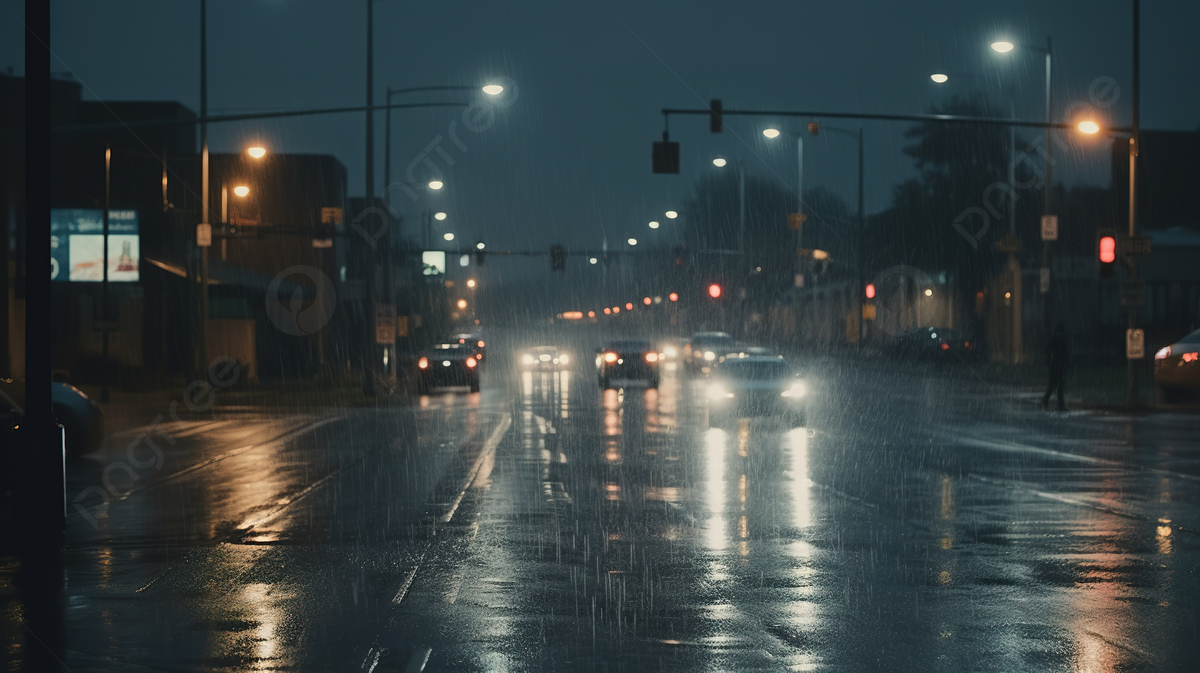  Regen Hintergrundbild 1200x673. Fahrzeuge Fahren Nachts Im Regen Eine Stadtstraße Entlang, ästhetisches Bild Von Regen Hintergrund, Foto und Bild zum kostenlosen Download