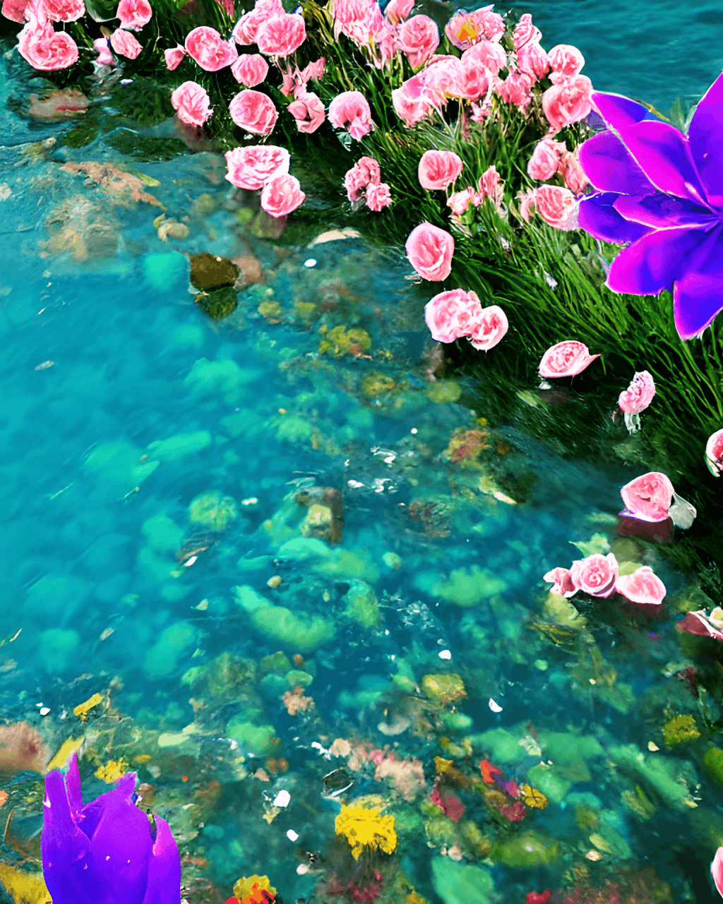  Meer Unterwasserwelt Hintergrundbild 1024x1280. Wunderschönes Meer- und Blumenfoto · Creative Fabrica