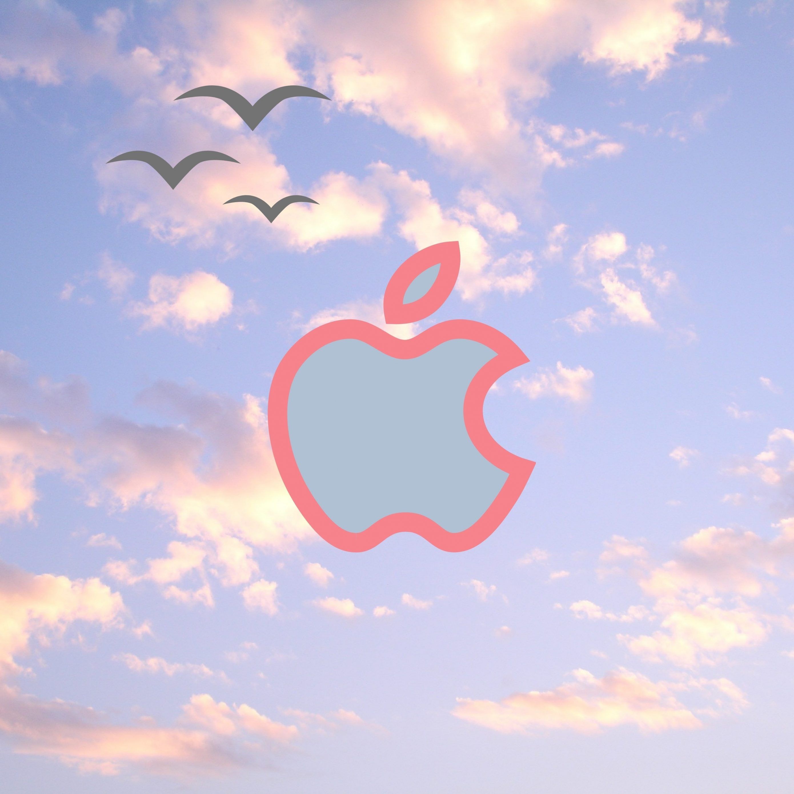 Apple Hintergrundbild 2780x2780. Apple Logo Pink Blue Sky Clouds Birds iPad Wallpaper iPad Wallpaper 4k iPad Wallpaper 5k free download iPad Pro, iPad Mini, iPad Air, iOS, iPadOS, Parallax, iPad retina Wallpaper