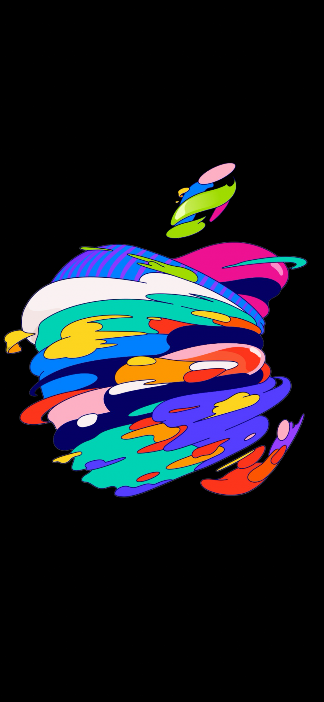 Apple Hintergrundbild 1242x2688. Apple logo Wallpaper 4K, Mac, Black background, Colorful