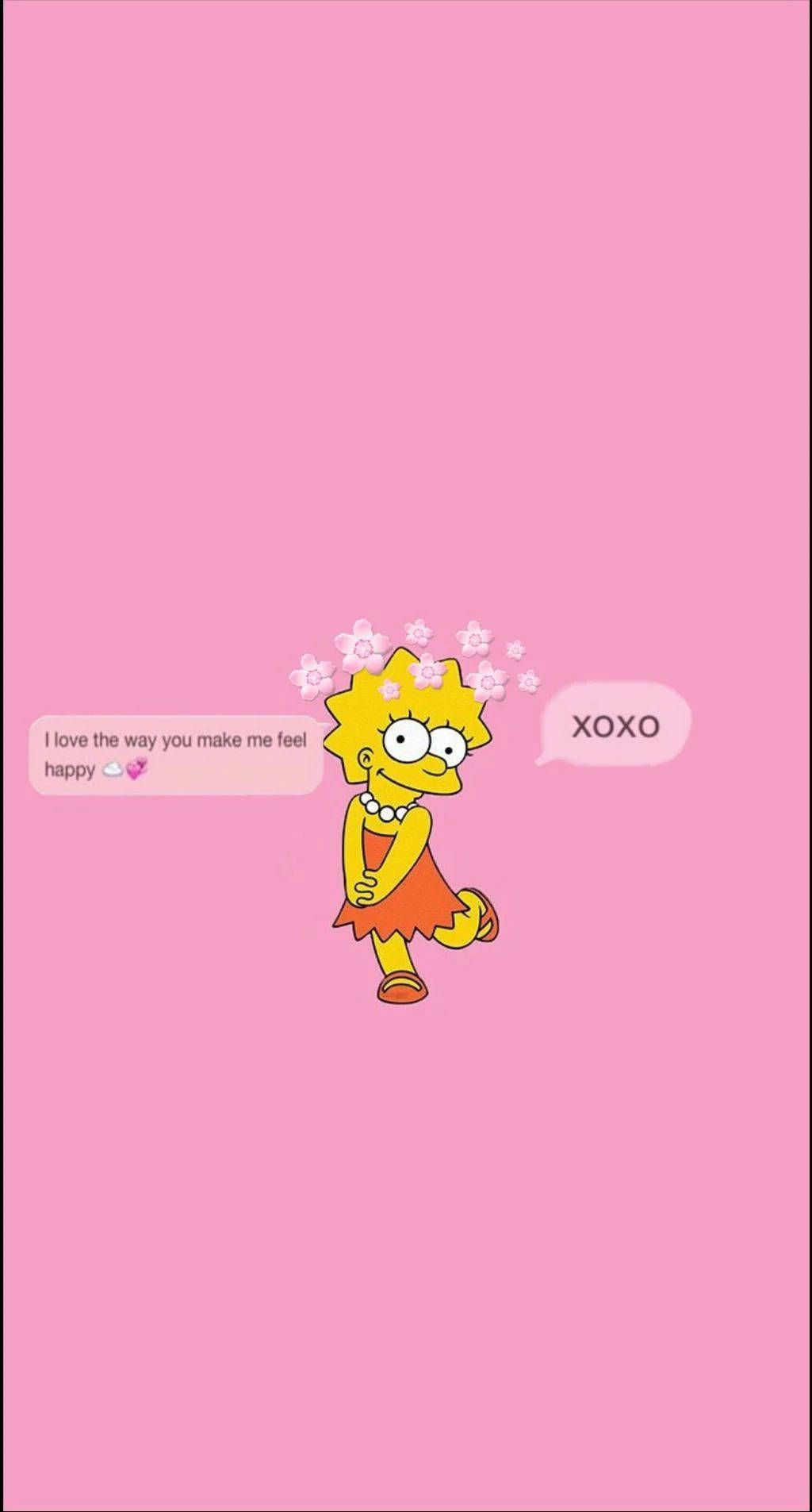  Simpsons Hintergrundbild 1024x1905. Downloaden Ästhetisches, Charmantes Lisa Simpson Cartoon Wallpaper