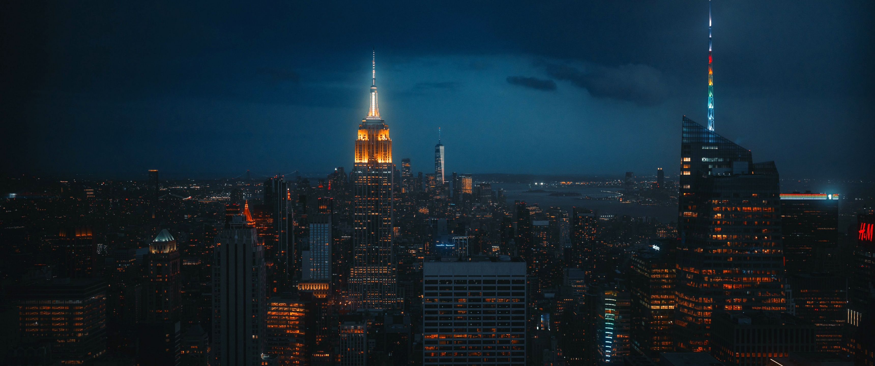  New York Skyline Hintergrundbild 3440x1440. New York City Skyline at Night Aesthetic 4K Wallpaper