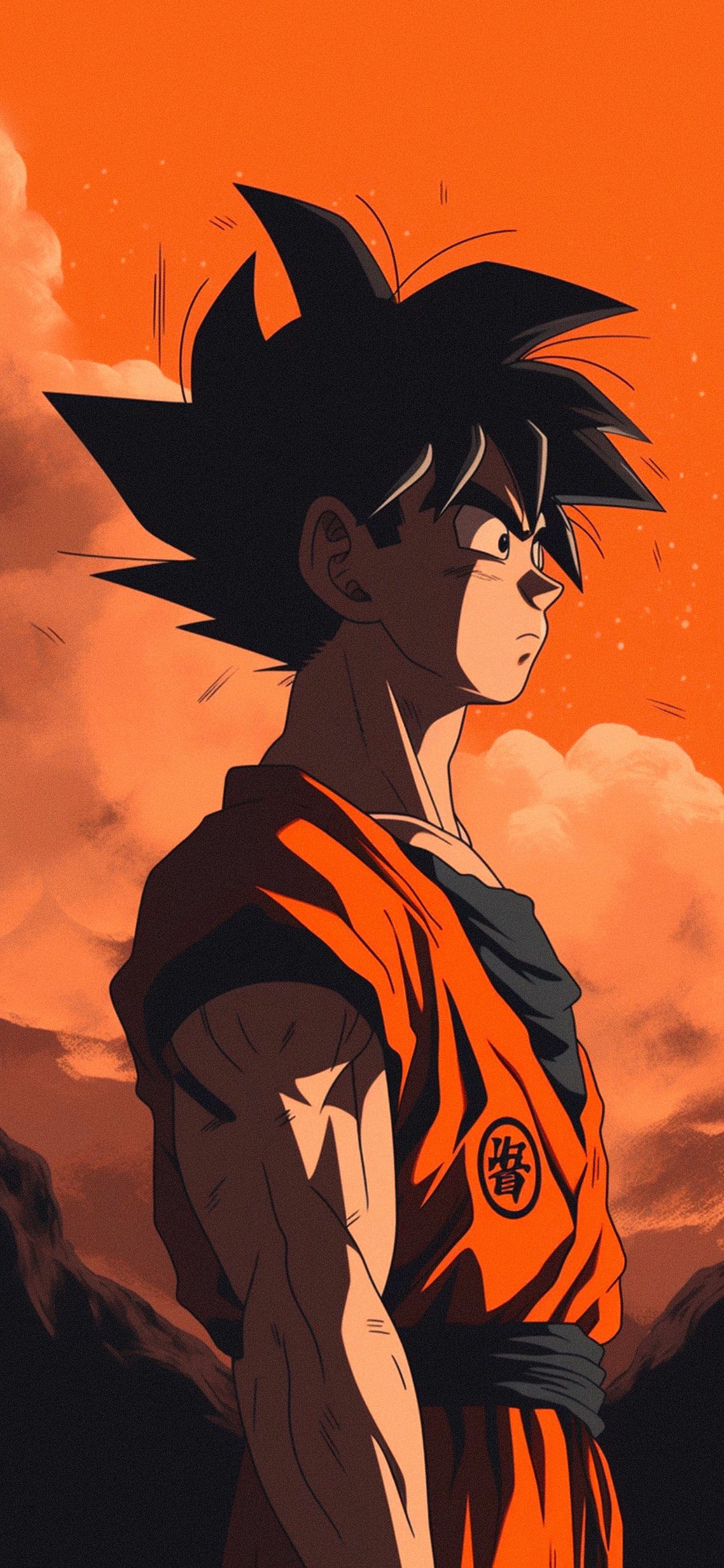  Goku Hintergrundbild 1183x2560. Dragon Ball Goku Aesthetic Orange Wallpaper Wallpaper HD
