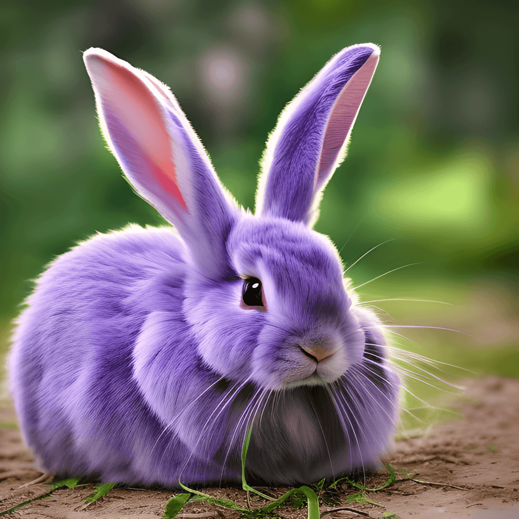  Kaninchen Hintergrundbild 1024x1024. Fröhliches Kaninchen mit lila Haaren · Creative Fabrica