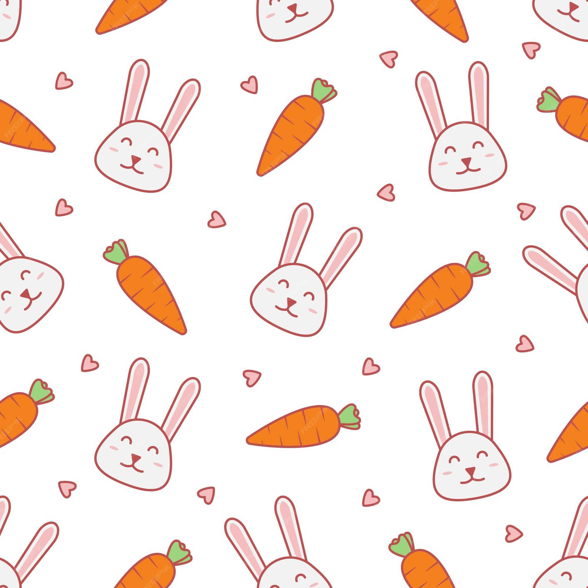  Kaninchen Hintergrundbild 2000x2000. Entzückendes, niedliches kaninchen- und karottenmuster mit nahtlosem vektordesign, das für kinderhemden oder süßes und entzückendes geschenkpapier verwendet werden kann