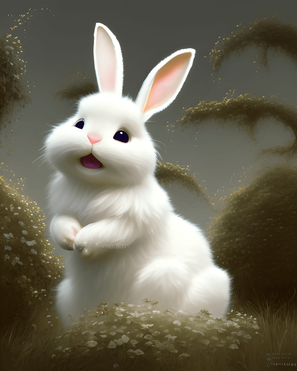  Kaninchen Hintergrundbild 1024x1280. Süßes flauschiges weißes Kaninchen von Pixar mit Brille und weißem Hemd · Creative Fabrica