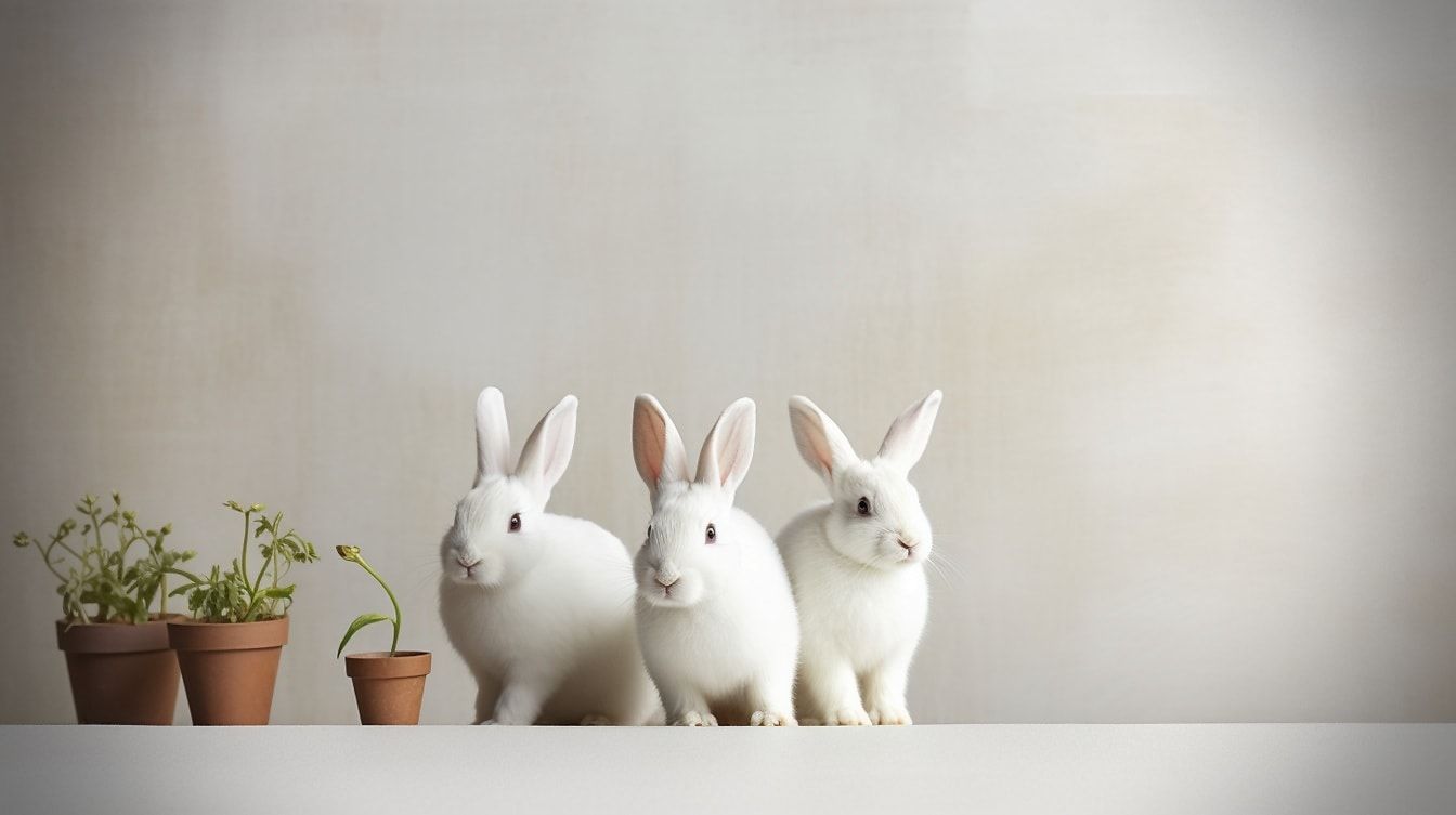  Kaninchen Hintergrundbild 1344x753. Kostenlose Bild: drei, weiß, liebenswert, Bunny, Studio, Blumentopf, Tier, Ostern