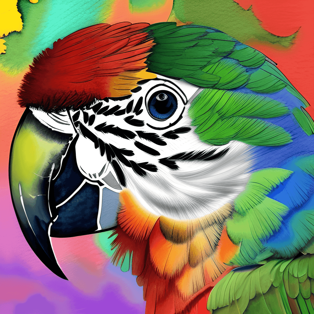  Papagei Hintergrundbild 1024x1024. Bunter Papagei mit Aquarellporträt · Creative Fabrica