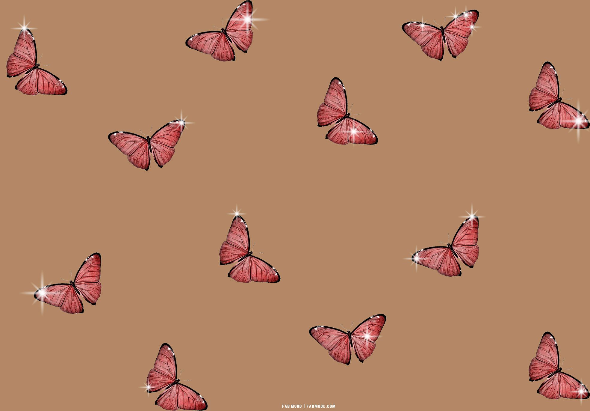  Illustration Hintergrundbild 1970x1371. Brown Aesthetic Wallpaper for Laptop : Sparkle Butterfly Aesthetic Background