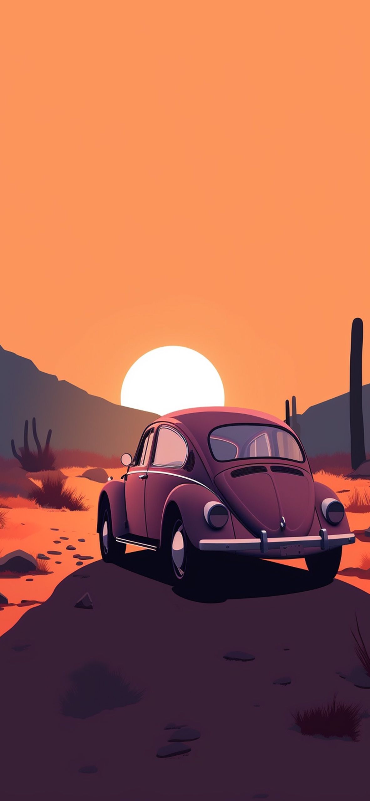  Volkswagen Hintergrundbild 1183x2560. Volkswagen Beetle & Sunset Wallpaper