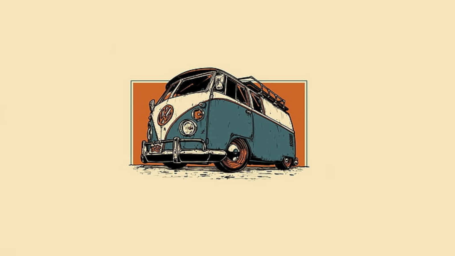  Volkswagen Hintergrundbild 1598x900. Download A Vintage Vw Bus On A Brown Background