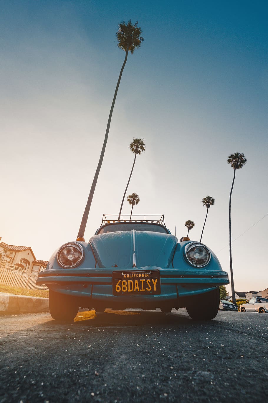  Volkswagen Hintergrundbild 910x1365. HD wallpaper: blue Volkswagen Beetle coupe, car, license plate, flare, sunlight
