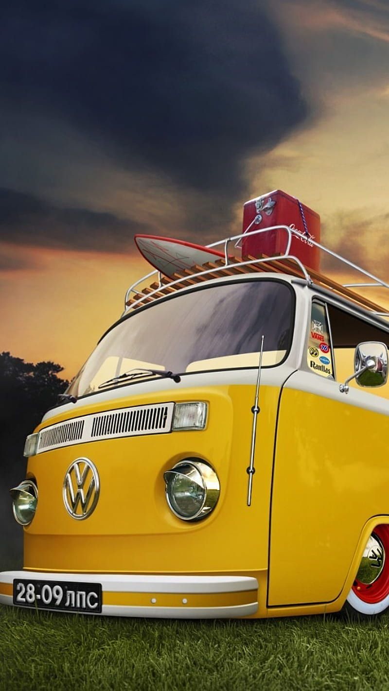  Volkswagen Hintergrundbild 800x1422. Vw van, auto, car, germany, sky, vacation, van, vehicle, vw, yellow, HD phone wallpaper