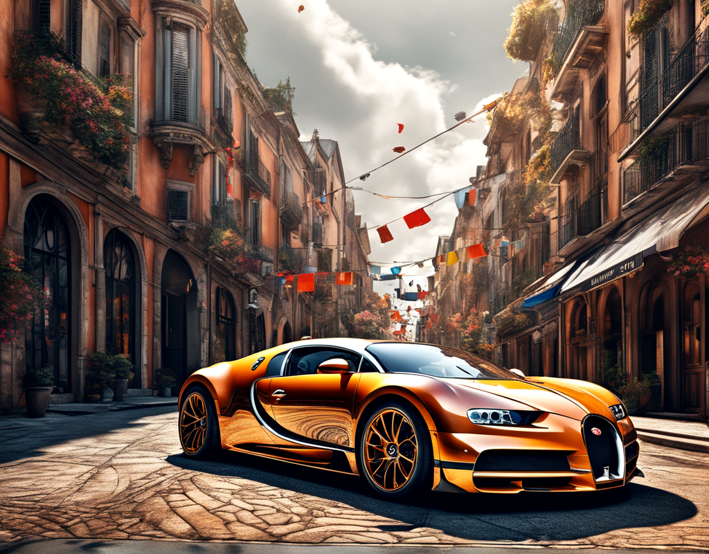  Bugatti Chiron Hintergrundbild 1024x800. A Bugatti Chiron Supercar Disintegrating As It Drives Along A City Street Dall E 3**