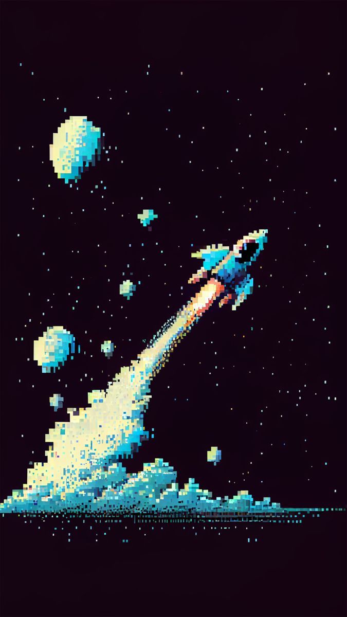  Google Pixel 8 Hintergrundbild 675x1200. Pixel Art Style Rocket in the Space Wallpaper in 2023. Pixel art background, Pixel art, Art wallpaper