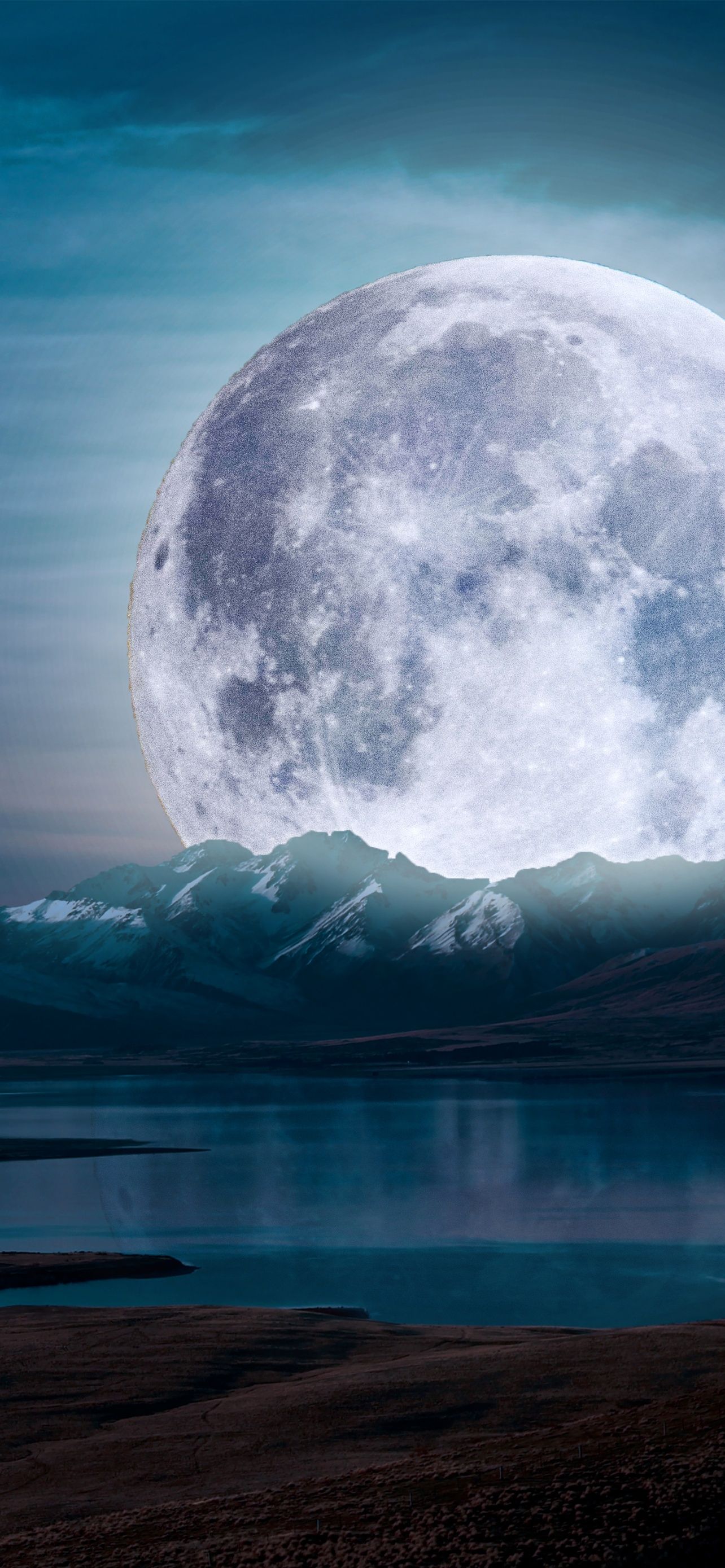  IPhone 15 Pro Max Hintergrundbild 1284x2778. Moon Wallpaper 4K, Aesthetic, Night, Landscape, Lake