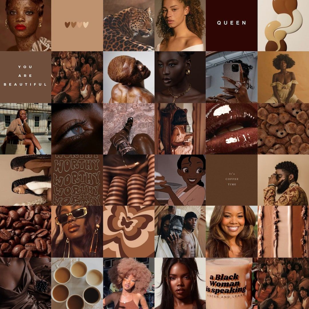  Freude Hintergrundbild 1080x1080. DIGITAL Black Girl Brown Aesthetic Collage / Brown Aesthetic Wallpaper Collage Kit / Brown Wallpaper Collagen Kit