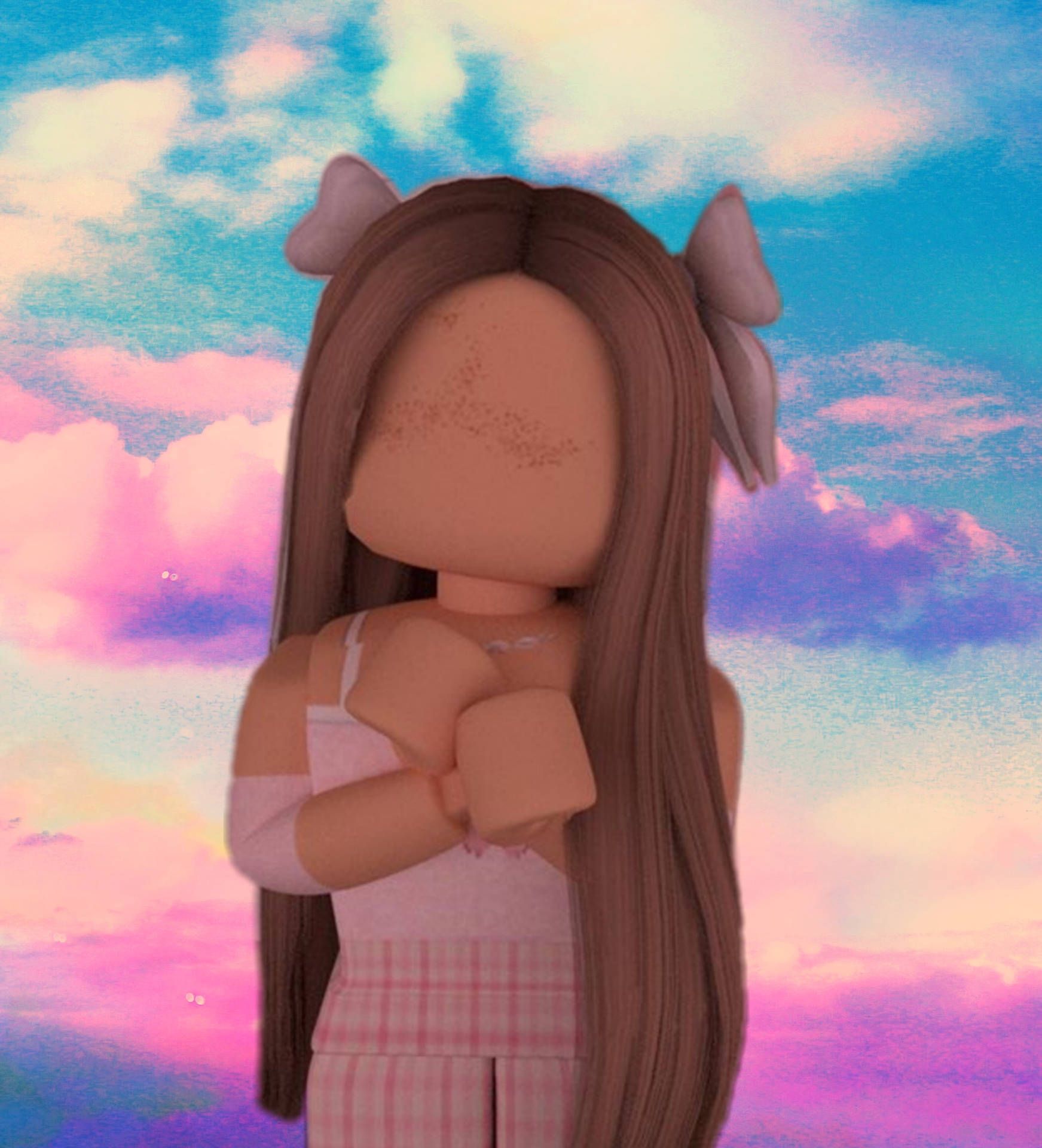  Schleife Hintergrundbild 1743x1920. Downloaden Ästhetischesroblox Mädchen Mit Rosa Schleifen Wallpaper