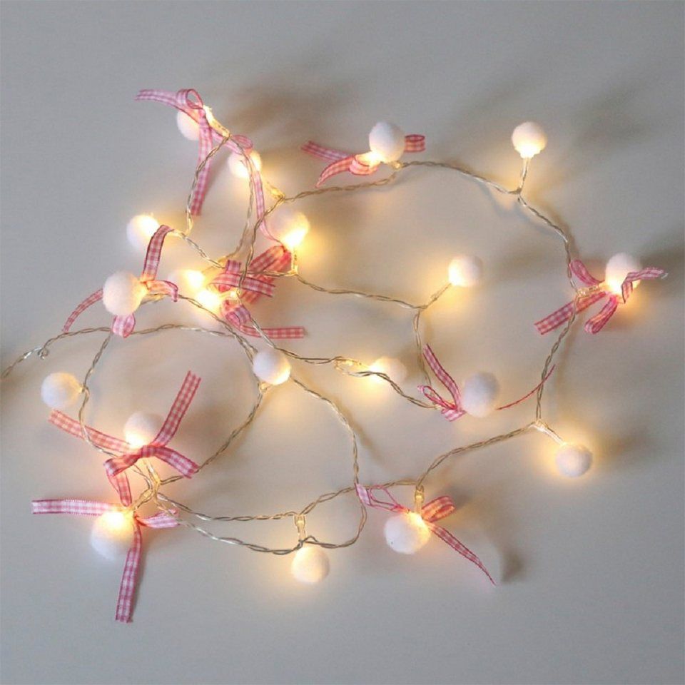  Schleife Hintergrundbild 960x960. Grafelstein Lichterkette SCHNEEBALL Weiß Mit Rosa Schleifen Batteriebetrieben 20 LED Lichter