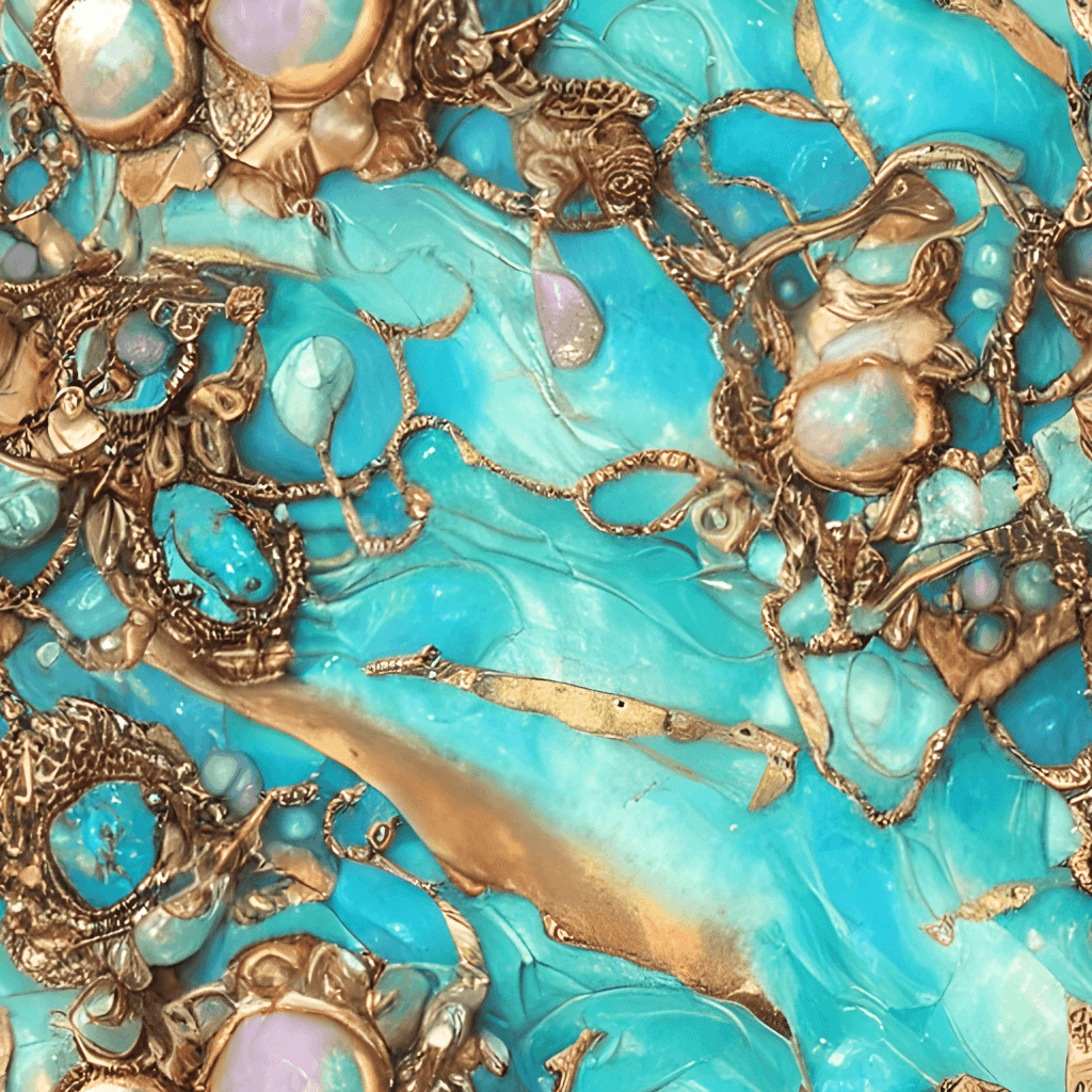  Perle Hintergrundbild 1024x1024. Metallgrafik aus türkisfarbenem Juwel, Opal, Perle, Kupfer, patiniert · Creative Fabrica