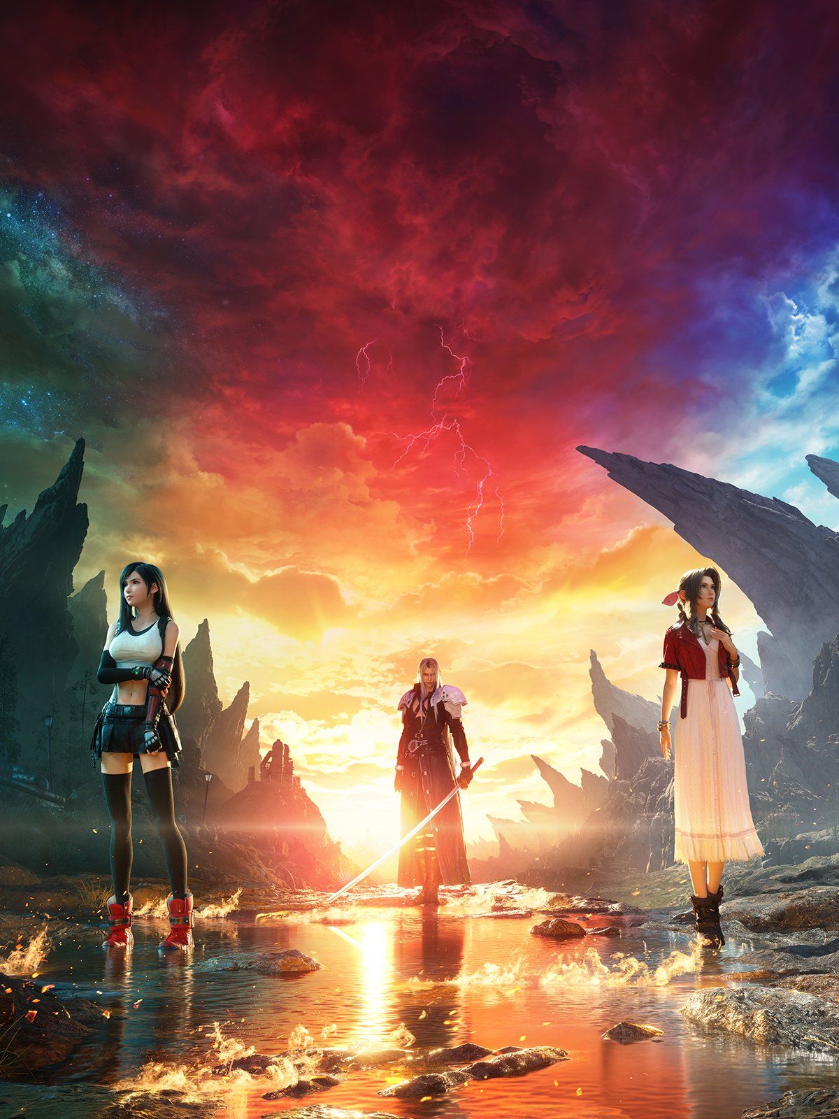  Final Fantasy VII Rebirth Hintergrundbild 1200x1600. Final Fantasy VII Rebirth Reveals New Key Art Featuring Aerith, Tifa & Sephiroth