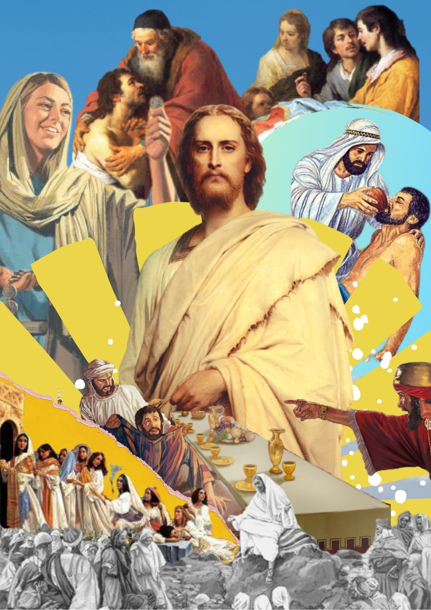  Allerheiligen Hintergrundbild 1414x2000. Parables of christ collage. Paper collage art, Collage art projects, Worship art