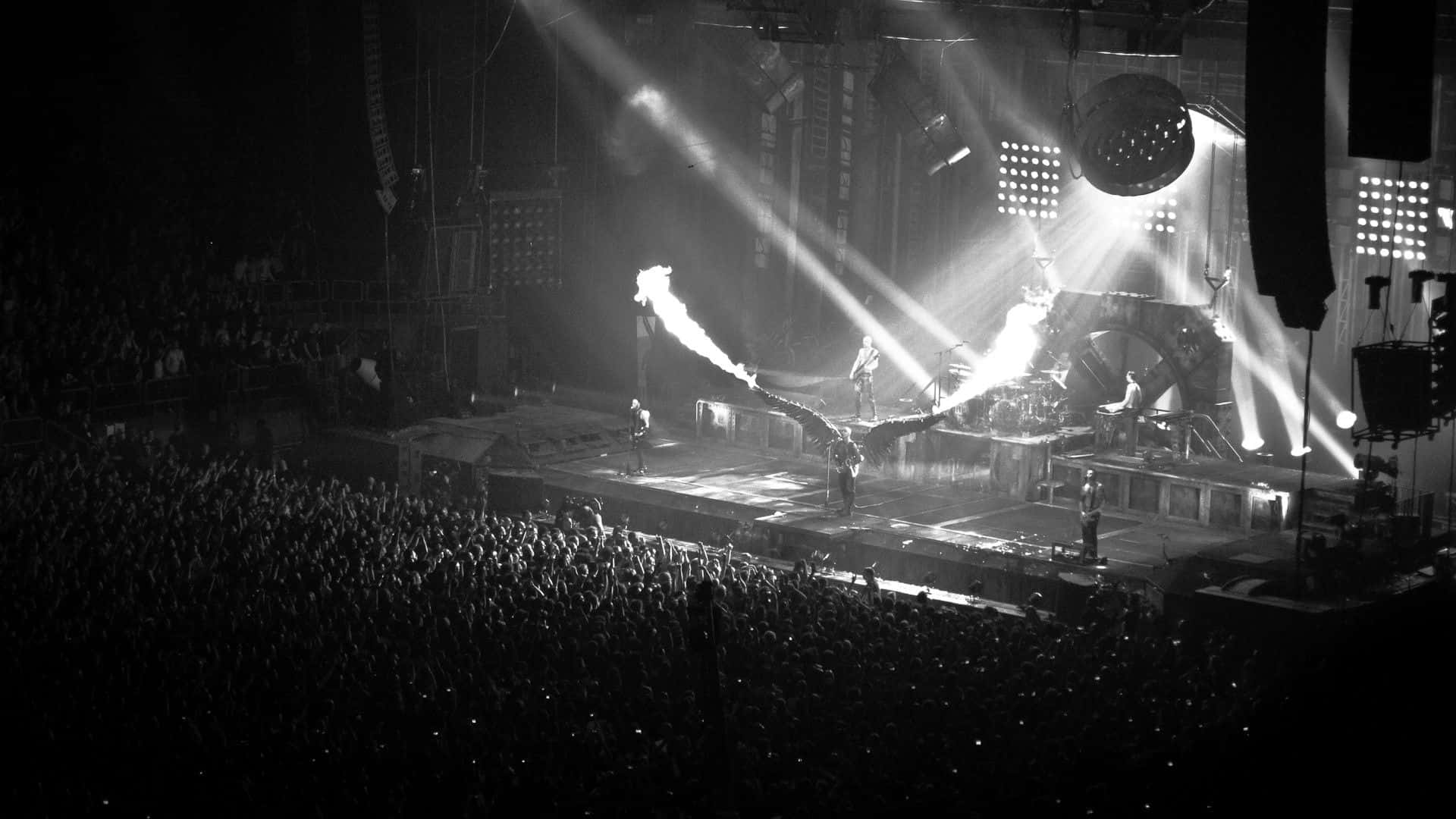  Rammstein Hintergrundbild 1920x1080. Download Rammstein Heavy Metal Concert Stage Background