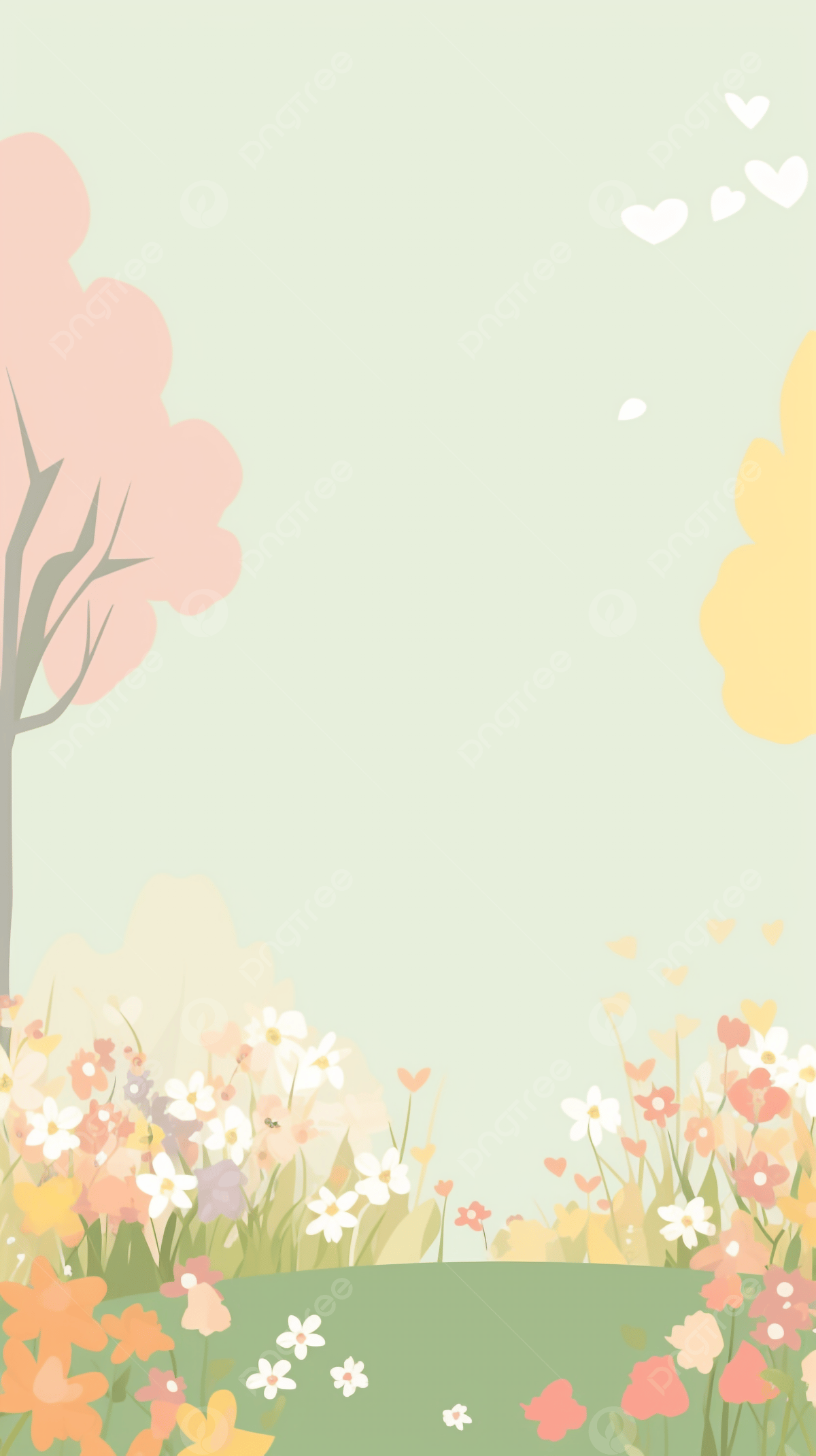  Baum Hintergrundbild 1200x2141. Feld Gras Baum Cartoon Landschaft Einfachen Hintergrund Hintergrundbild zum kostenlosen Download