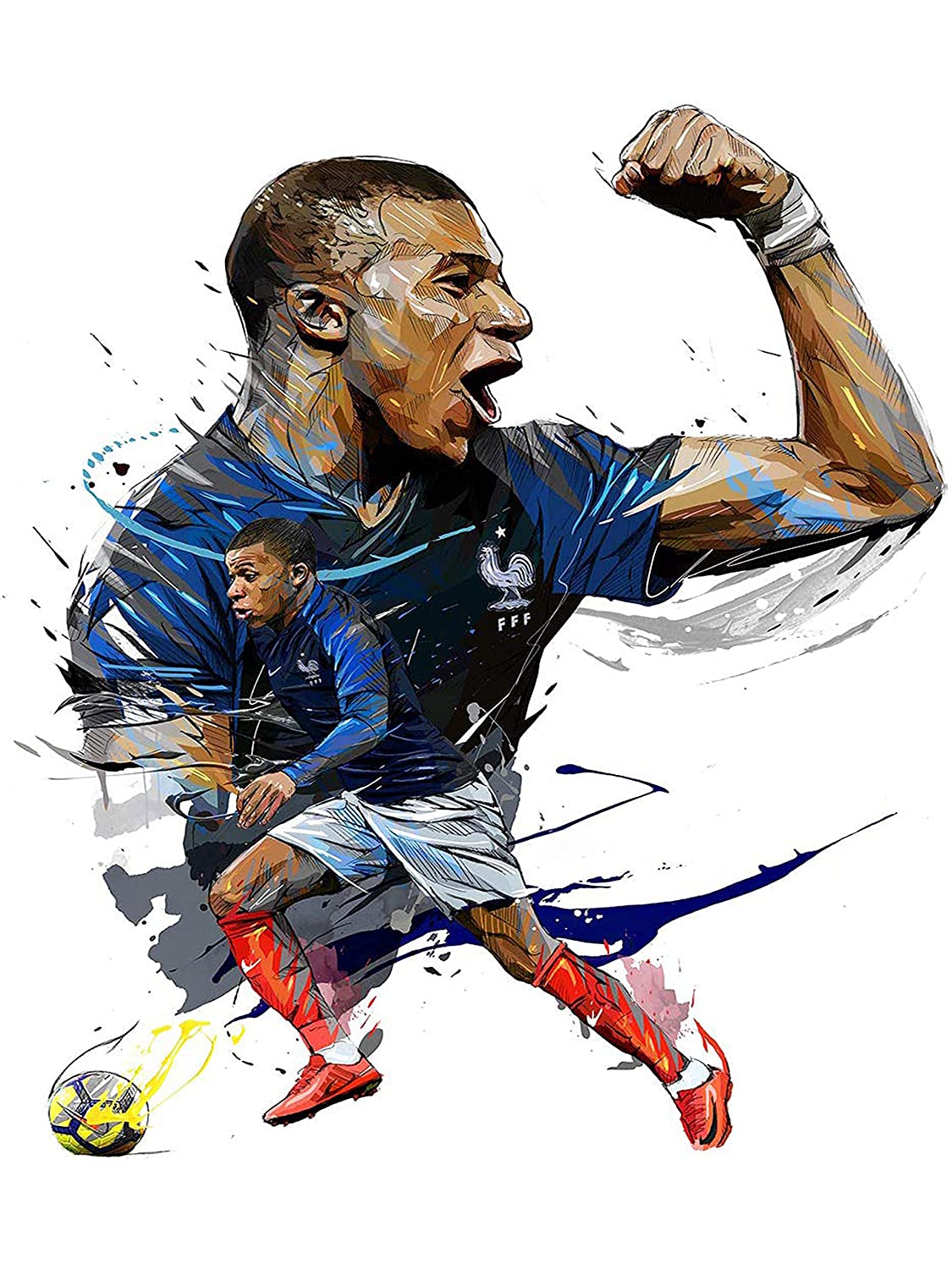  Mbappé Hintergrundbild 1125x1500. Kylian Mbappe Splash Football Star Soccer Poster