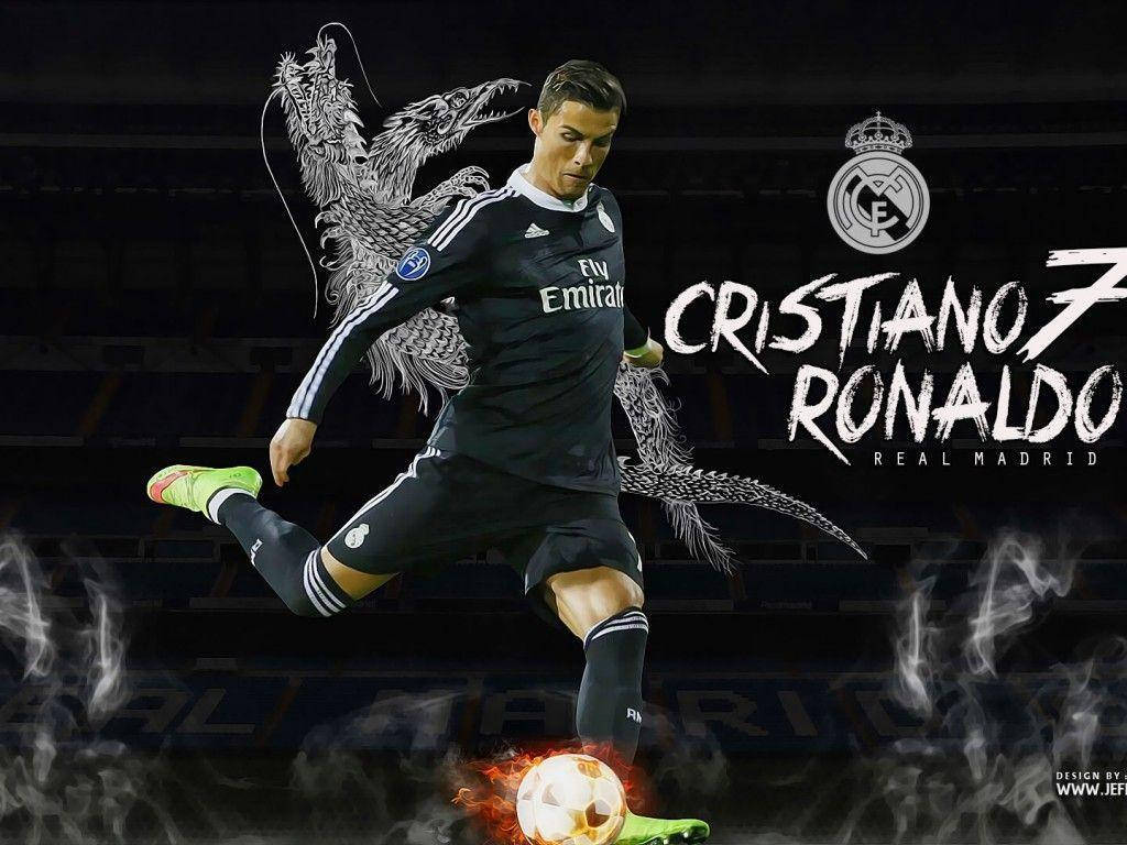  Cristiano Ronaldo Hintergrundbild 1024x768. Download free Cristiano Ronaldo With The Real Madrid Logo Wallpaper