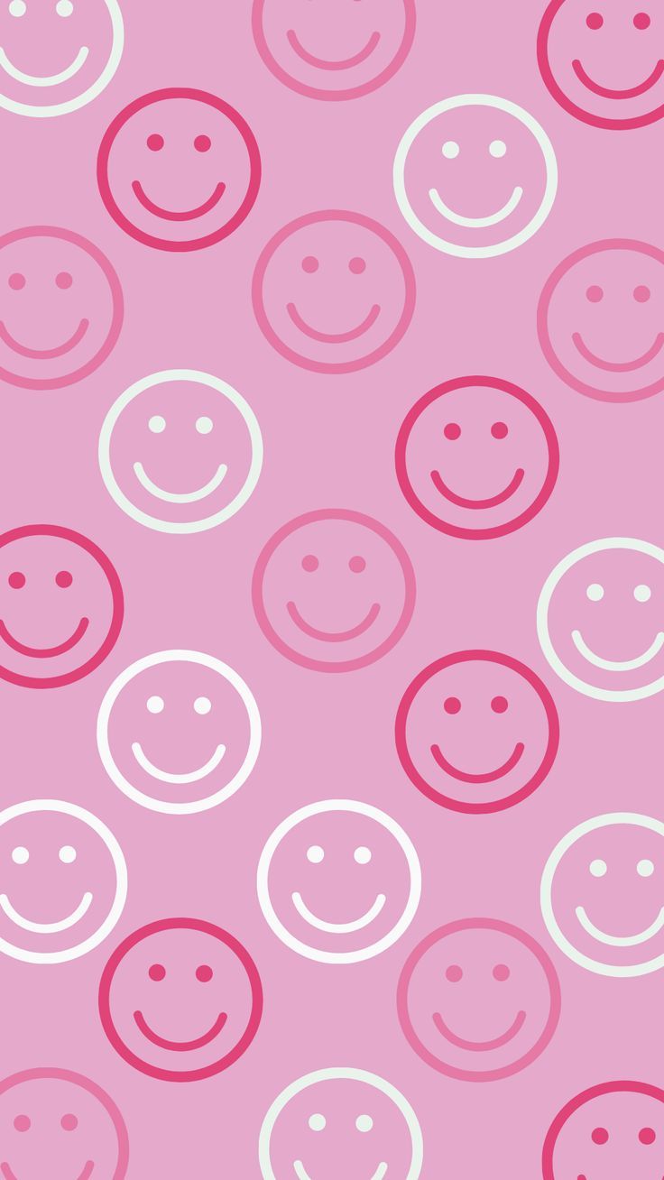  Pinke Smileys Hintergrundbild 736x1308. Trendy Aesthetic Pink Smiley Face Phone Wallpaper. Papel de parede hippie, Padrões de papel de parede, para iphone