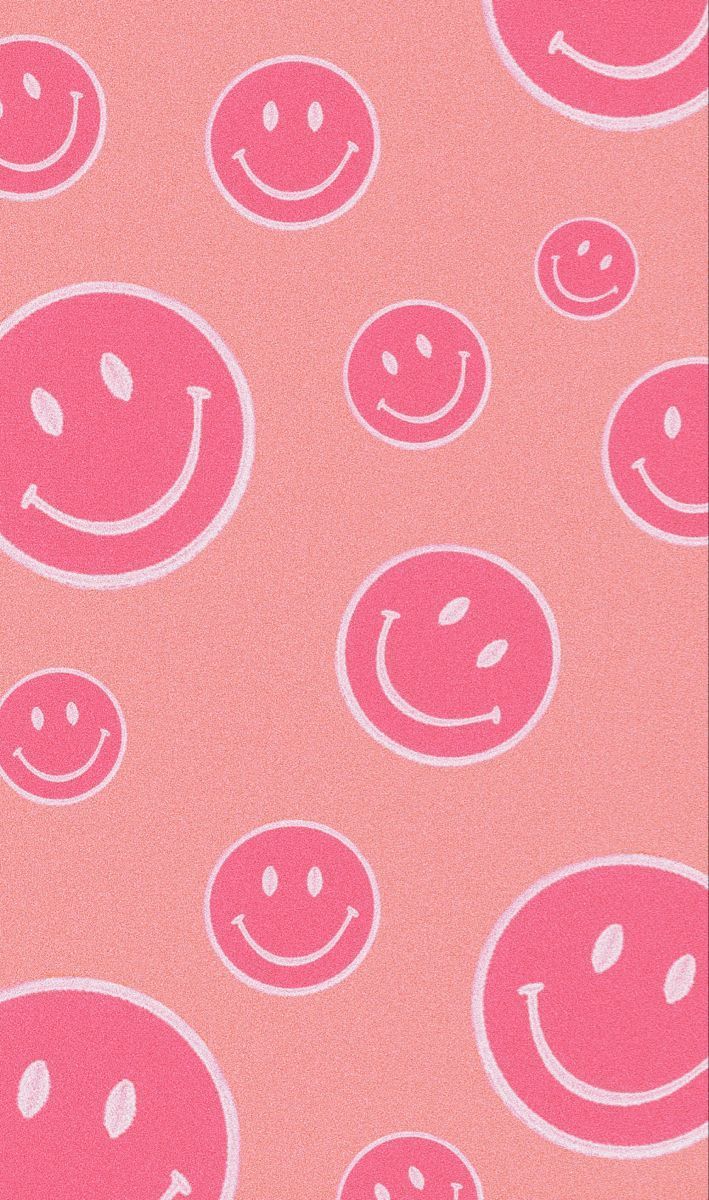  Pinke Smileys Hintergrundbild 709x1200. Pink Smiley Face Grain Preppy Wallpaper