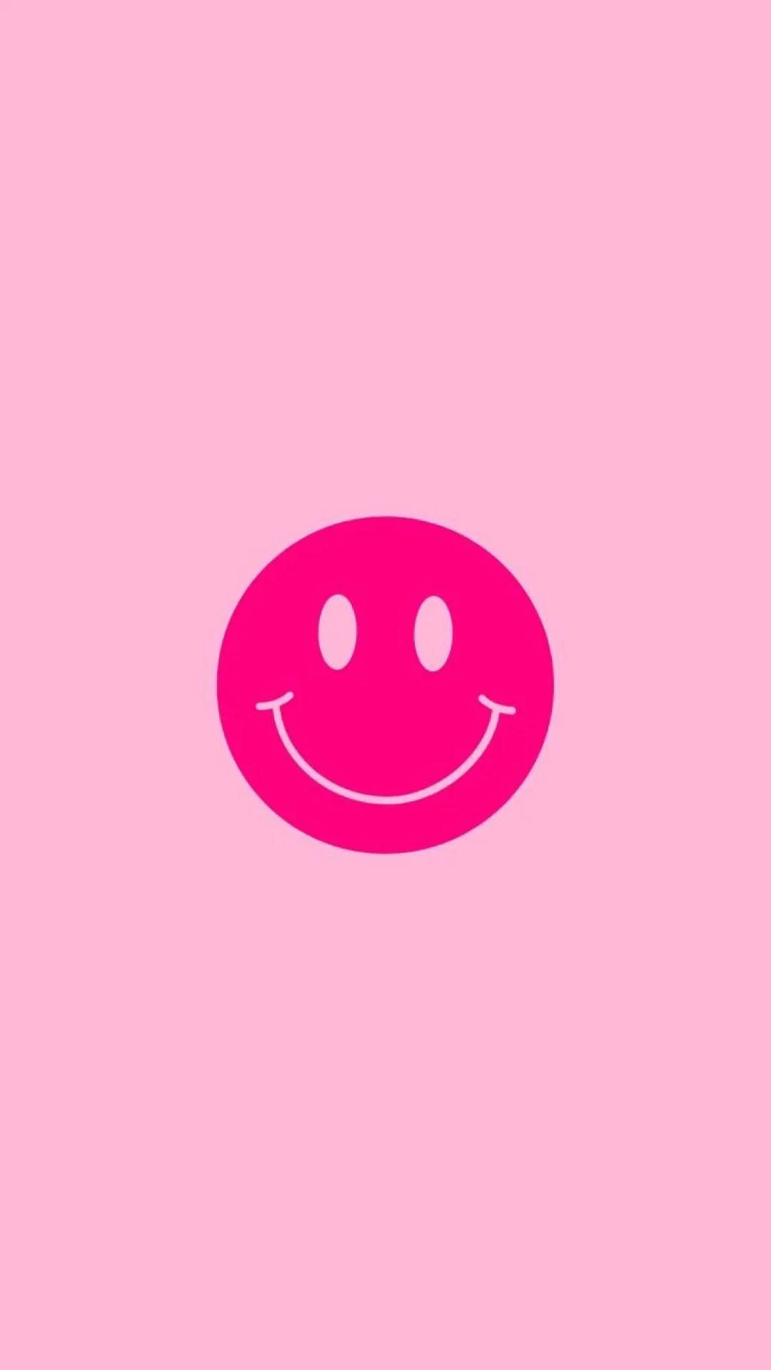  Pinke Smileys Hintergrundbild 1080x1920. Download free Minimalist Preppy Pink Smiley Face Wallpaper