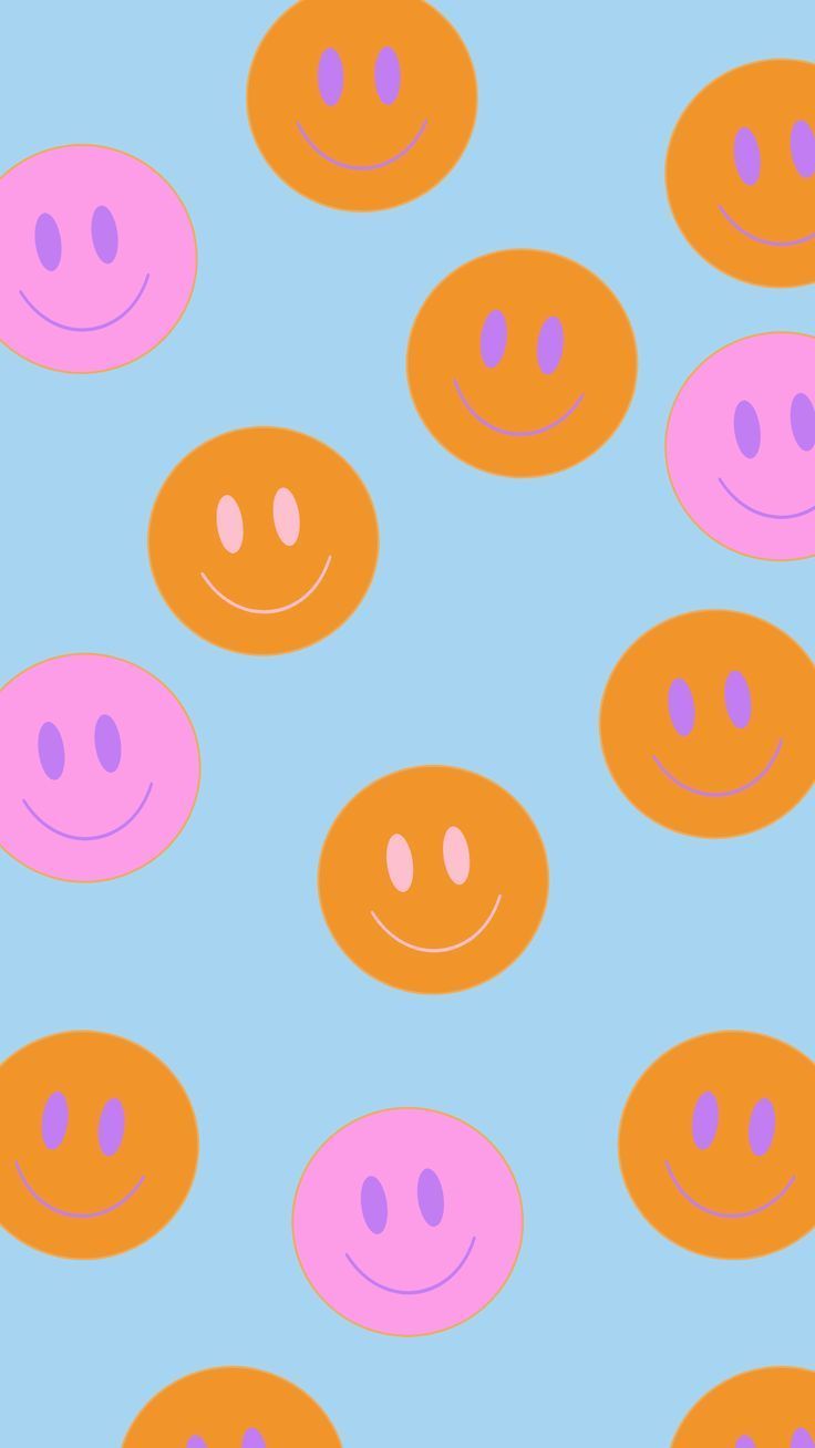  Pinke Smileys Hintergrundbild 736x1308. Blue and Orange Summer Vibes Trendy Aesthetic Smiley Face iPhone Wallpaper. Wallpaper pink and orange, Pink wallpaper iphone, Preppy wallpaper