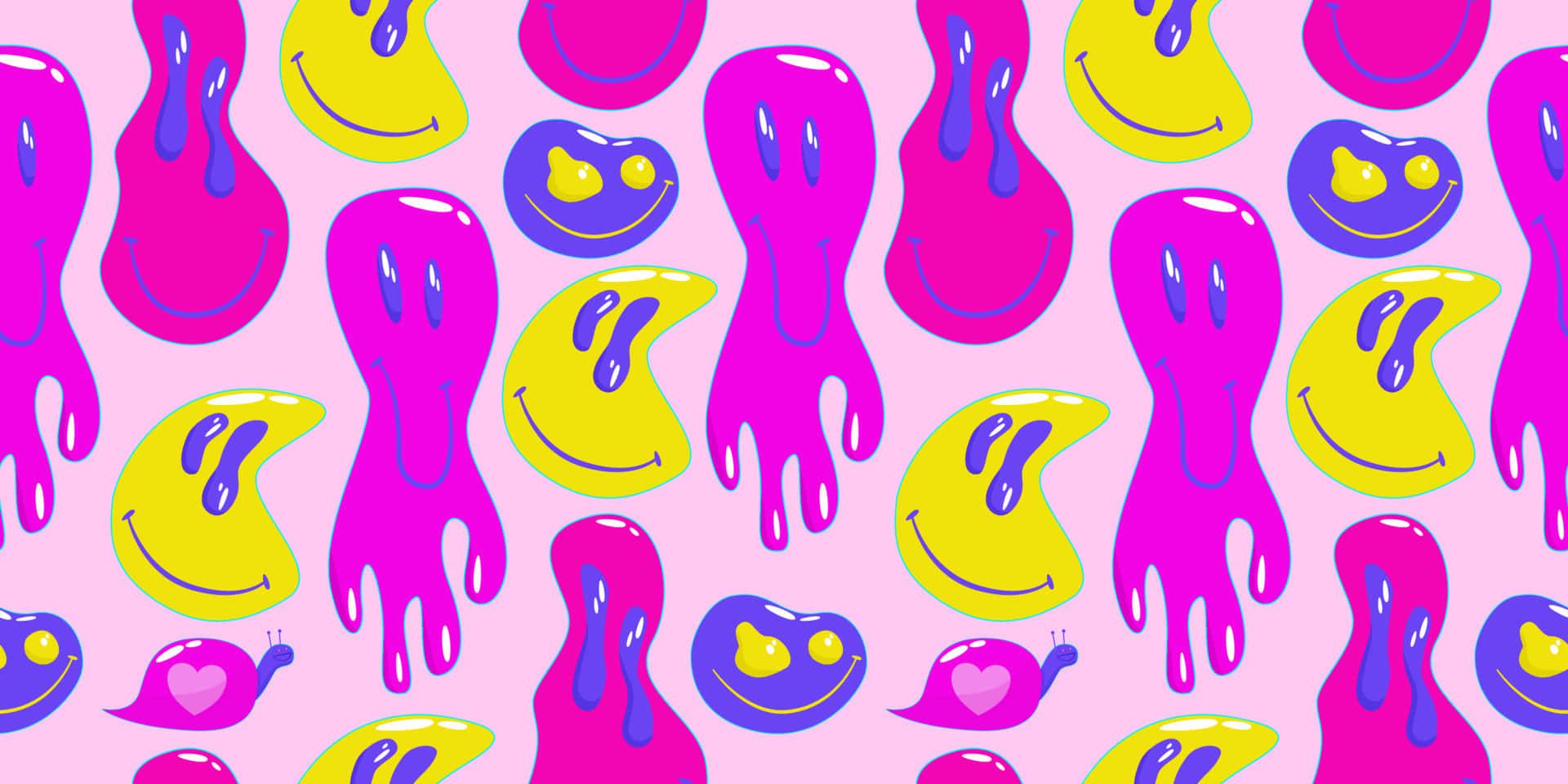  Pinke Smileys Hintergrundbild 1920x960. Aesthetic Trippy Smiley Face Wallpaper